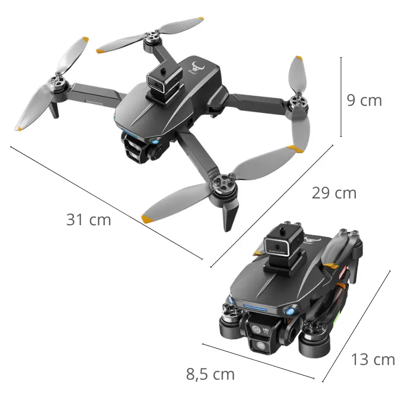 Dron z kamerą i GPS z transmisją FPV w pilocie LunoGo wymiary